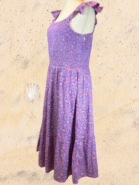 Vineyard Vines Katama Floral Smocked Tiered Maxi Dress XL 100% Cotton Lined